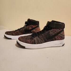 Nike Air Force 1 Ultra Flyknit Mid Rainbow Black Sneakers Mens Sz 9.5 Streetwear